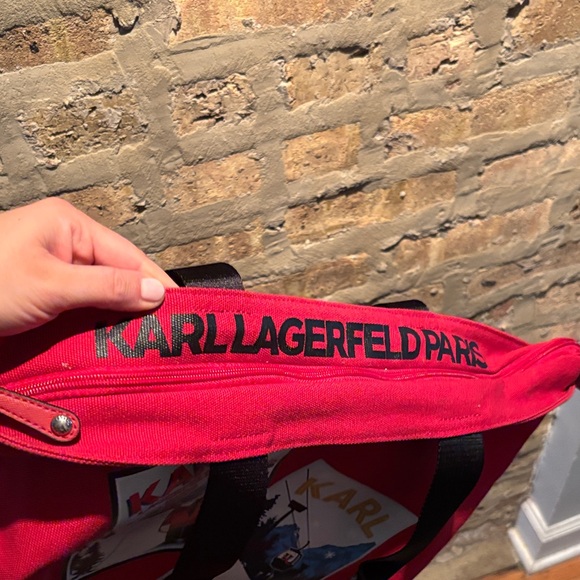 Karl Lagerfeld Red Graphic Tote - Picture 2 of 3
